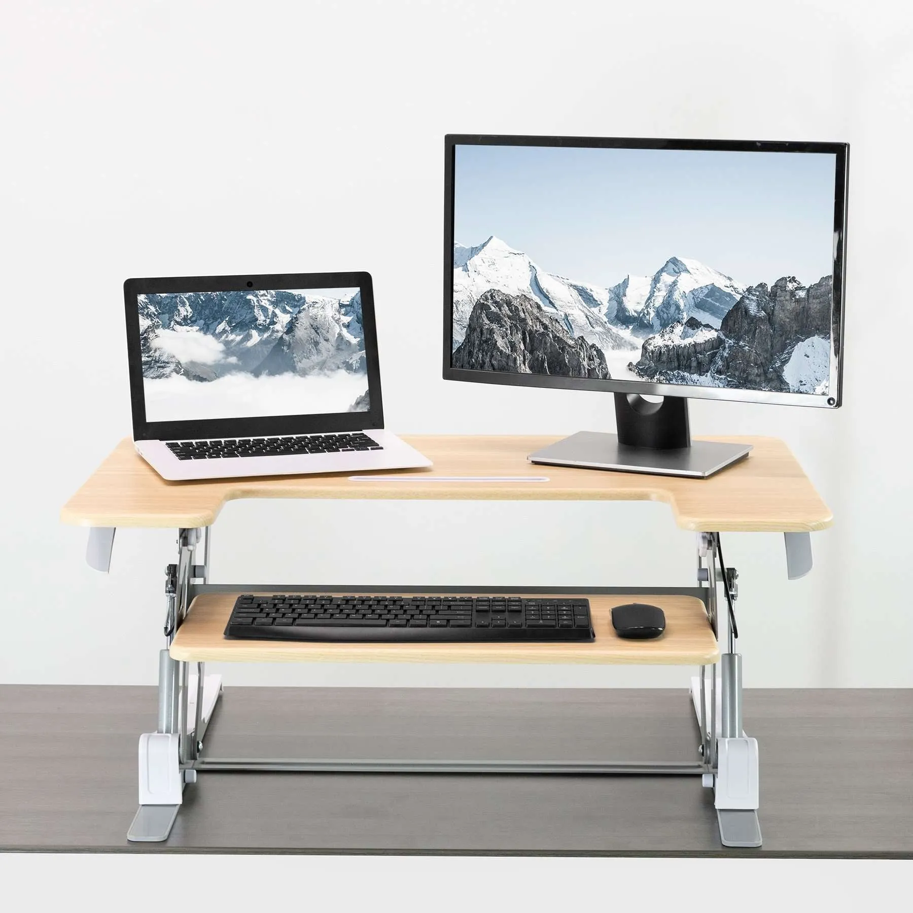 VIVO Light Wood / White 36" Desk Riser,  DESK-V000VA