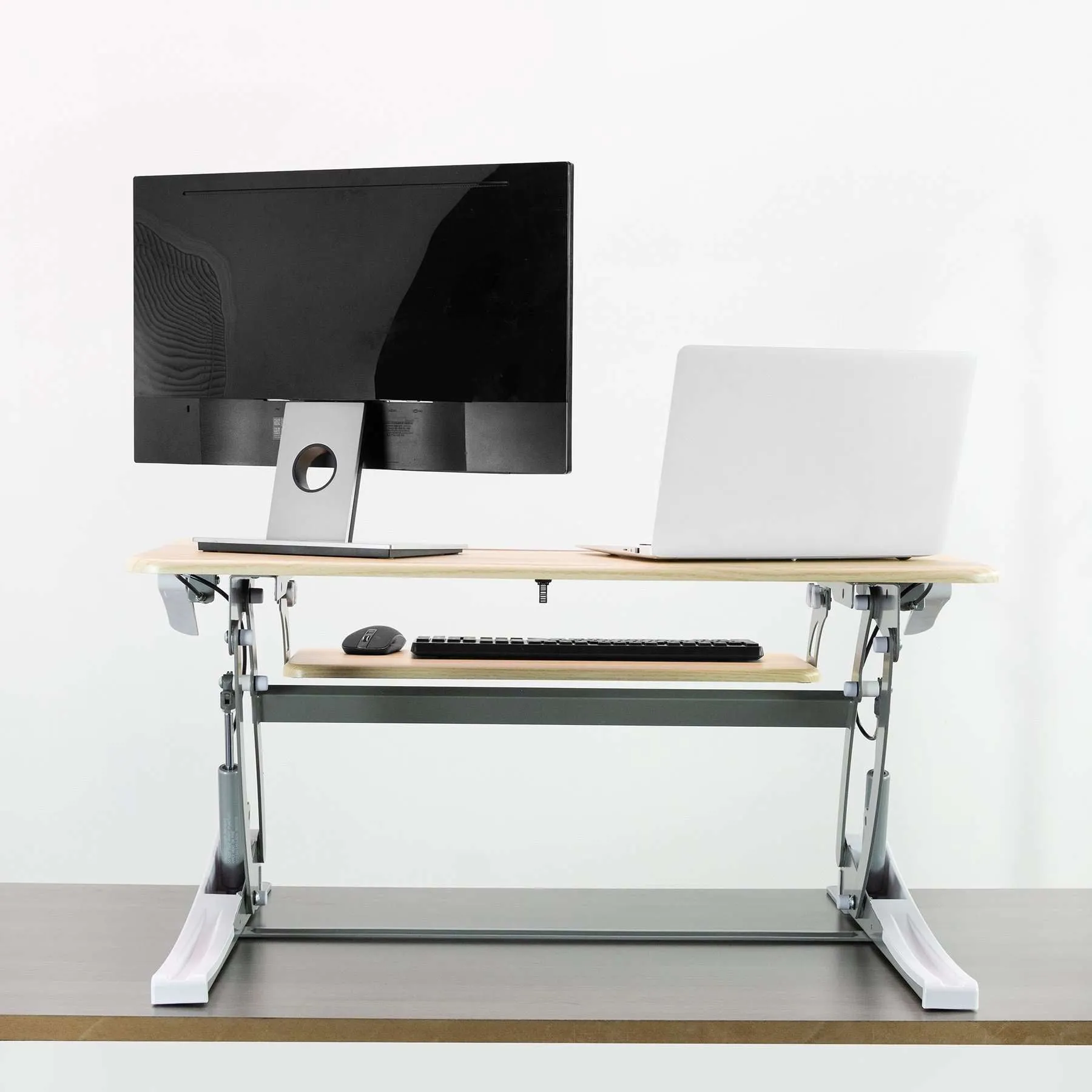 VIVO Light Wood / White 36" Desk Riser,  DESK-V000VA