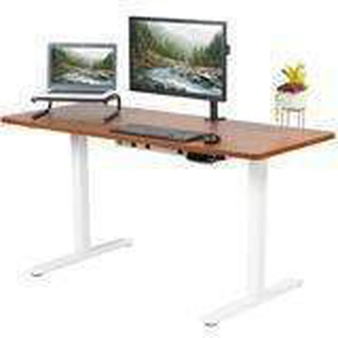 VIVO White-Framed 60" x 24" Electric Height-Adjustable Standing Desk, DESK-KIT-2EW6W/2EW6B/2EW6D/2EW6E